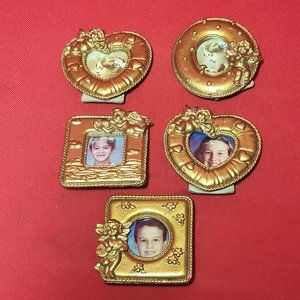 VTG Mini Golden Angel Cherub Picture Photo Frame Magnet Polyresin